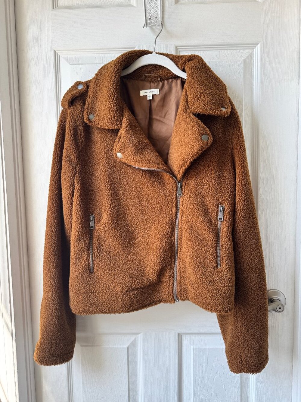 Teddy Bear Moto Jacket Brown Faux Fur/Fleece